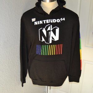 VINTAGE NINTENDO 64 LOGO PULLOVER MEN'S BLACK HOODIE NWT SIZE XL
